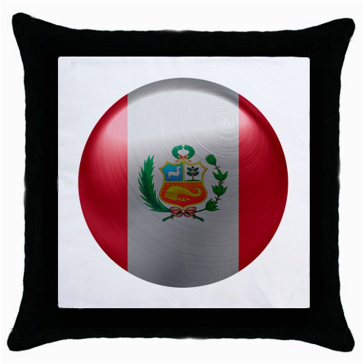 Peru Flag Country Symbol Nation Throw Pillow Case (Black)