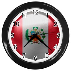 Peru Flag Country Symbol Nation Wall Clock (black) by Sapixe