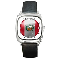 Peru Flag Country Symbol Nation Square Metal Watch by Sapixe