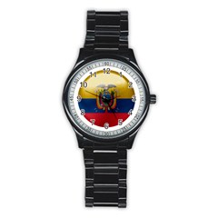 Ecuador Flag Ecuadorian Country Stainless Steel Round Watch by Sapixe