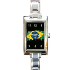 Flag Brazil Country Symbol Rectangle Italian Charm Watch by Sapixe