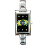 Flag Brazil Country Symbol Rectangle Italian Charm Watch Front