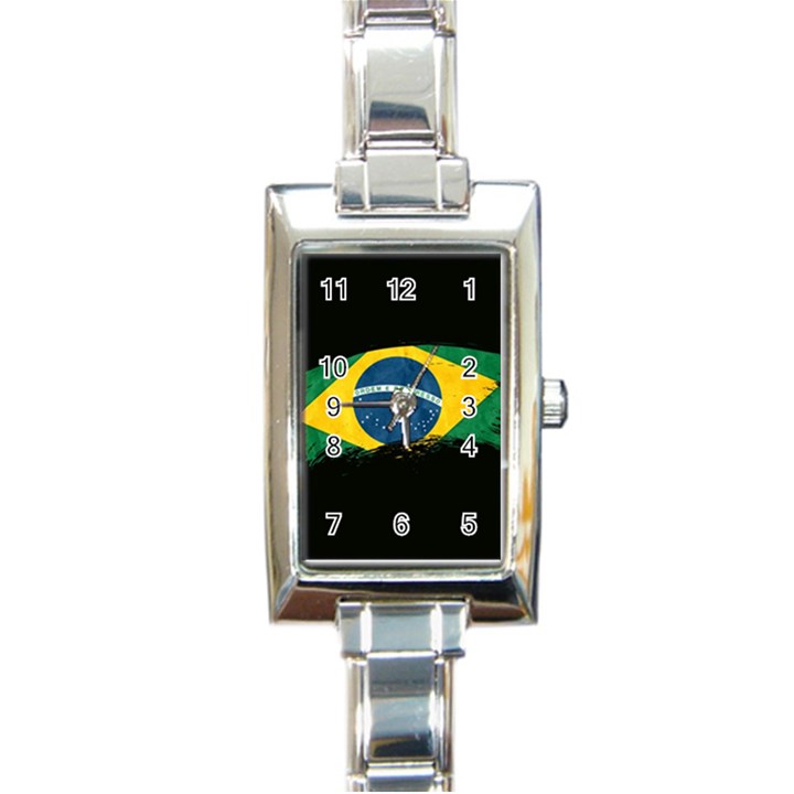 Flag Brazil Country Symbol Rectangle Italian Charm Watch