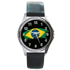 Flag Brazil Country Symbol Round Metal Watch by Sapixe