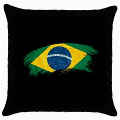 Flag Brazil Country Symbol Throw Pillow Case (black) by Sapixe