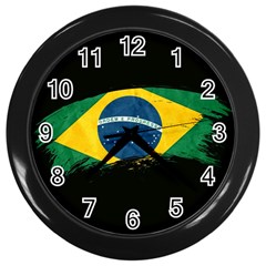 Flag Brazil Country Symbol Wall Clock (black) by Sapixe