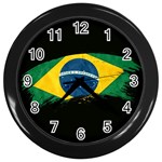 Flag Brazil Country Symbol Wall Clock (Black) Front