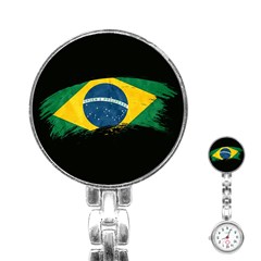 Flag Brazil Country Symbol Stainless Steel Nurses Watch by Sapixe