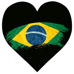 Flag Brazil Country Symbol Wooden Puzzle Heart by Sapixe