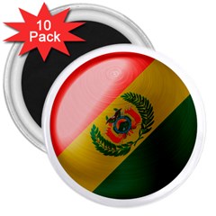 Bolivia Flag Country National 3  Magnets (10 Pack)  by Sapixe