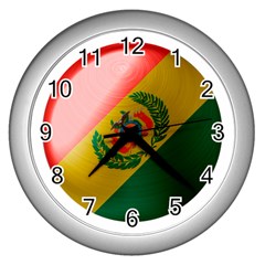 Bolivia Flag Country National Wall Clock (silver) by Sapixe