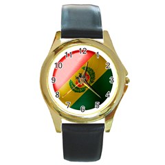 Bolivia Flag Country National Round Gold Metal Watch by Sapixe