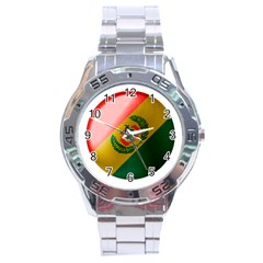 Bolivia Flag Country National Stainless Steel Analogue Watch by Sapixe