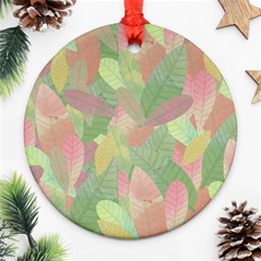 Watercolor Leaves Pattern Ornament (round) by Valentinaart