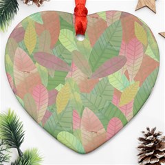 Watercolor Leaves Pattern Ornament (heart) by Valentinaart