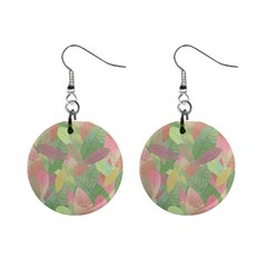 Watercolor Leaves Pattern Mini Button Earrings by Valentinaart