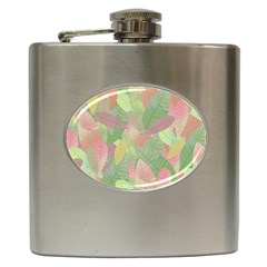 Watercolor Leaves Pattern Hip Flask (6 Oz) by Valentinaart