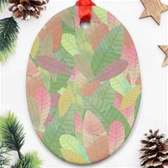 Watercolor Leaves Pattern Oval Ornament (two Sides) by Valentinaart