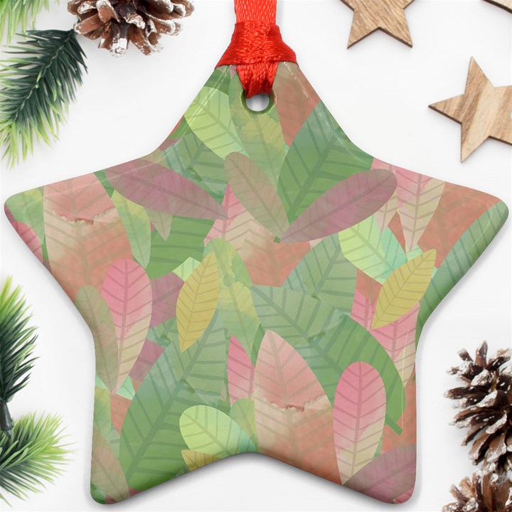 Watercolor leaves pattern Star Ornament (Two Sides)