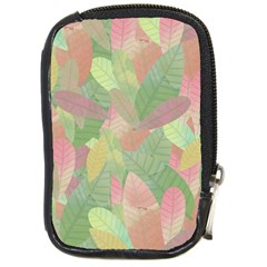 Watercolor Leaves Pattern Compact Camera Leather Case by Valentinaart