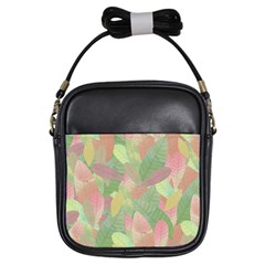 Watercolor Leaves Pattern Girls Sling Bag by Valentinaart