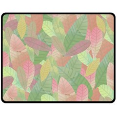 Watercolor Leaves Pattern Fleece Blanket (medium)  by Valentinaart