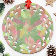 Watercolor Leaves Pattern Ornament (round Filigree)