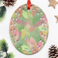 Watercolor Leaves Pattern Ornament (oval Filigree) by Valentinaart