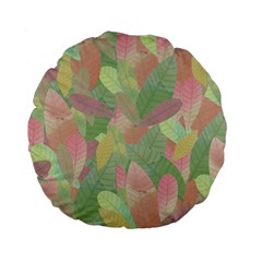 Watercolor Leaves Pattern Standard 15  Premium Flano Round Cushions by Valentinaart