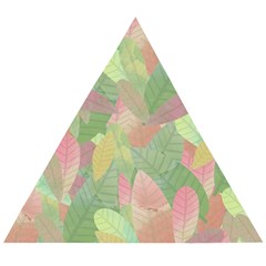 Watercolor Leaves Pattern Wooden Puzzle Triangle