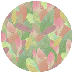 Watercolor Leaves Pattern Wooden Puzzle Round by Valentinaart