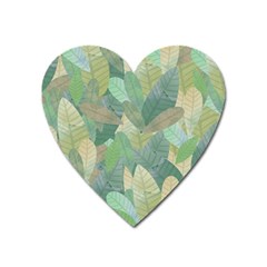 Watercolor Leaves Pattern Heart Magnet by Valentinaart