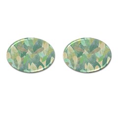 Watercolor Leaves Pattern Cufflinks (oval) by Valentinaart