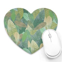 Watercolor Leaves Pattern Heart Mousepads by Valentinaart