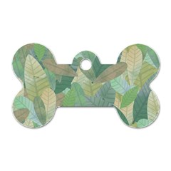 Watercolor Leaves Pattern Dog Tag Bone (two Sides) by Valentinaart