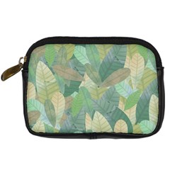 Watercolor Leaves Pattern Digital Camera Leather Case by Valentinaart