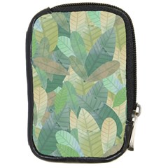 Watercolor Leaves Pattern Compact Camera Leather Case by Valentinaart