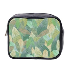 Watercolor Leaves Pattern Mini Toiletries Bag (two Sides) by Valentinaart