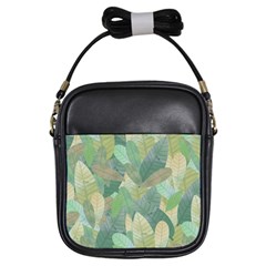 Watercolor Leaves Pattern Girls Sling Bag by Valentinaart