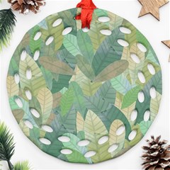 Watercolor Leaves Pattern Ornament (round Filigree) by Valentinaart