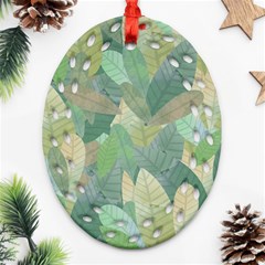 Watercolor Leaves Pattern Ornament (oval Filigree)