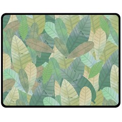 Watercolor Leaves Pattern Double Sided Fleece Blanket (medium)  by Valentinaart