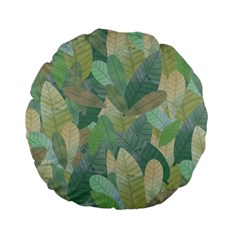 Watercolor Leaves Pattern Standard 15  Premium Flano Round Cushions by Valentinaart