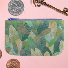 Watercolor Leaves Pattern Large Coin Purse by Valentinaart