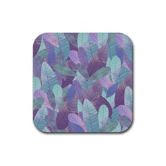 Watercolor Leaves Pattern Rubber Coaster (square)  by Valentinaart