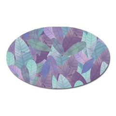 Watercolor Leaves Pattern Oval Magnet by Valentinaart