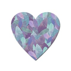 Watercolor Leaves Pattern Heart Magnet by Valentinaart