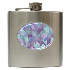 Watercolor Leaves Pattern Hip Flask (6 Oz) by Valentinaart