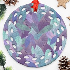 Watercolor Leaves Pattern Ornament (round Filigree) by Valentinaart