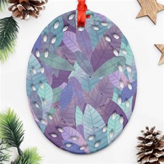 Watercolor Leaves Pattern Ornament (oval Filigree) by Valentinaart